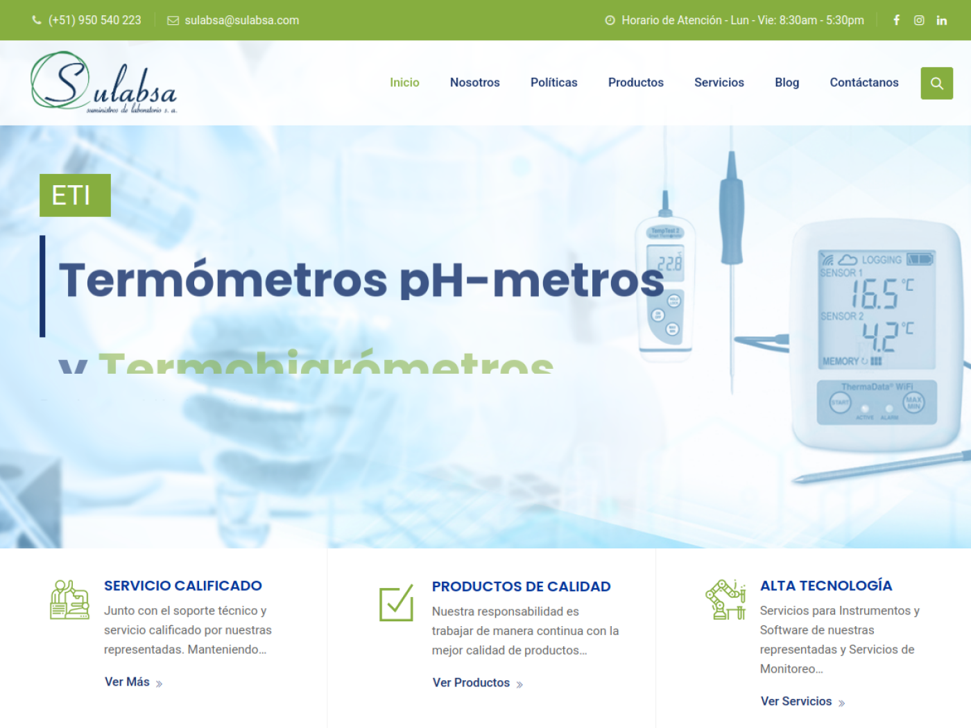 Vista responsive del proyecto Sulabsa